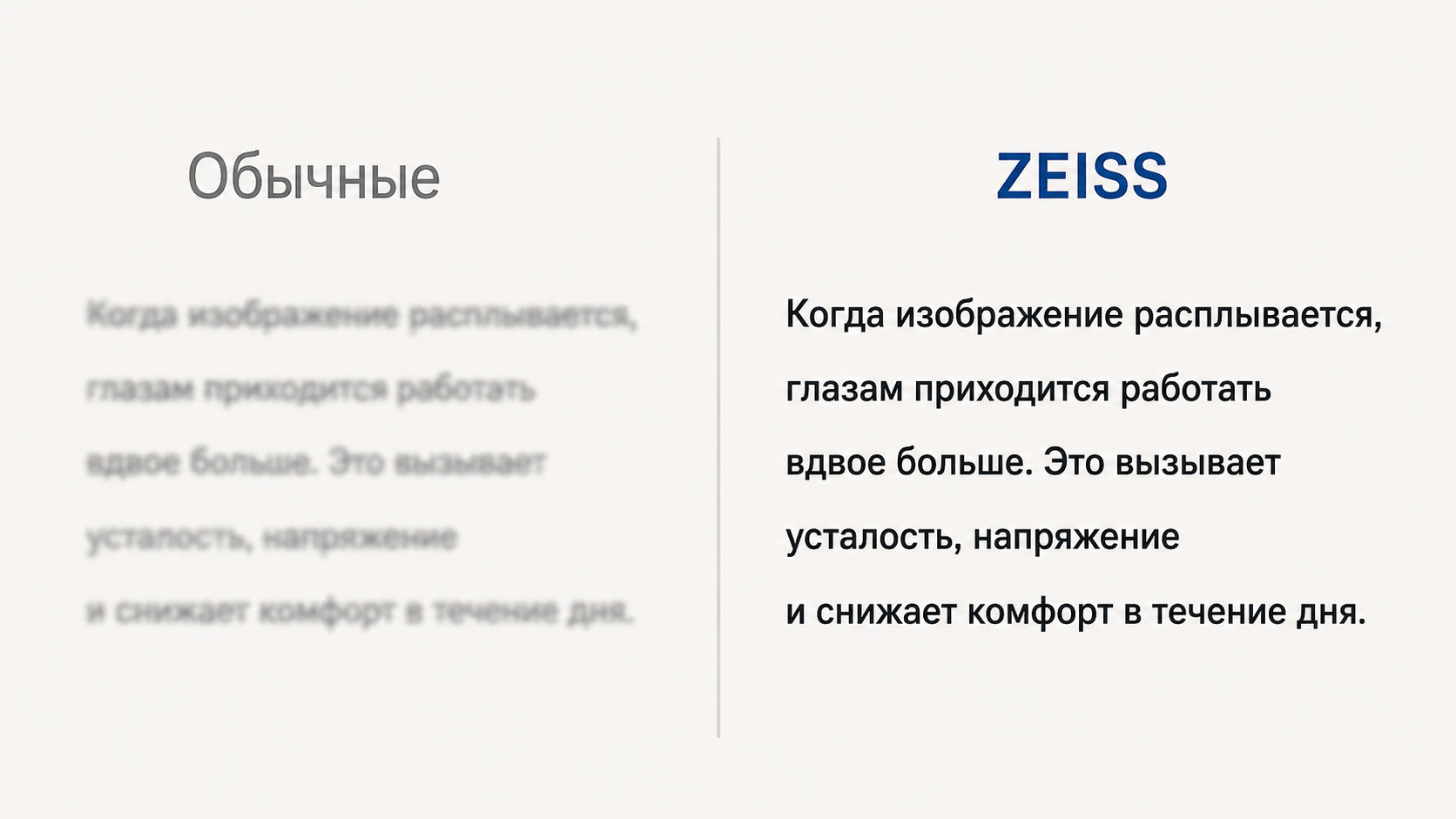 Чтение и мелкий шрифт — с линзами Zeiss текст резкий
